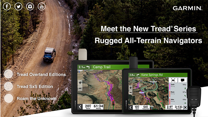 Gamin expands its Tread series, offering ultimate all-terrain navigation and worldwide communication to overlanders and powersports enthusiasts
