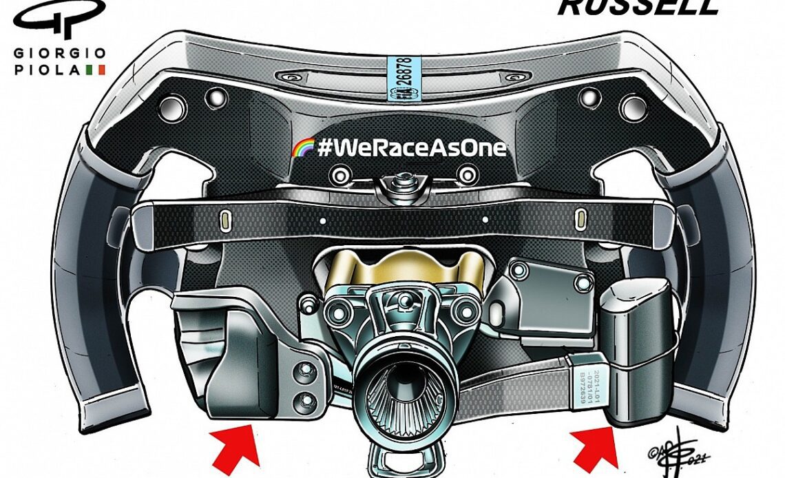 The steering wheel changes Mercedes prepared for Russell