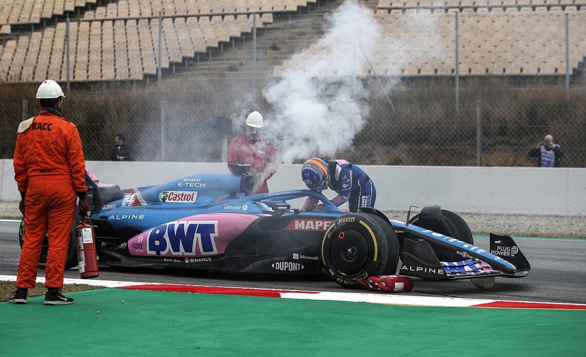 Alpine forced to end Barcelona F1 testing early after car fire