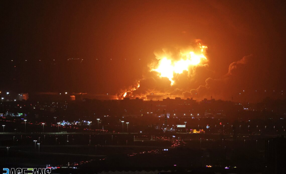 Fire at Aramco oil plant after attack, Jeddah, Saudi Arabia, 2022