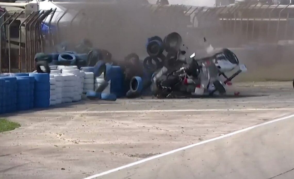 Major crash for Toyota's Lopez causes red flag