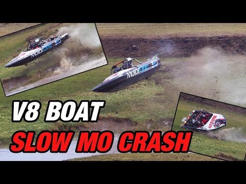 V8 Superboat Crash- Slow Motion