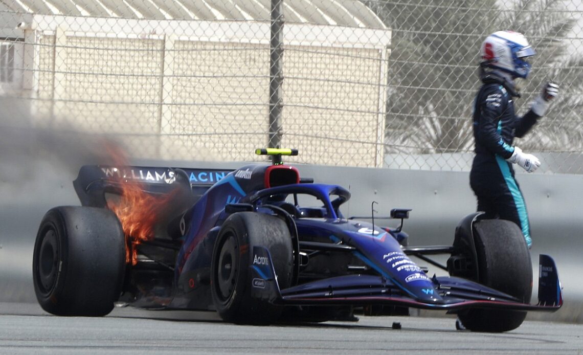 Williams ends day early after brake fire melts suspension