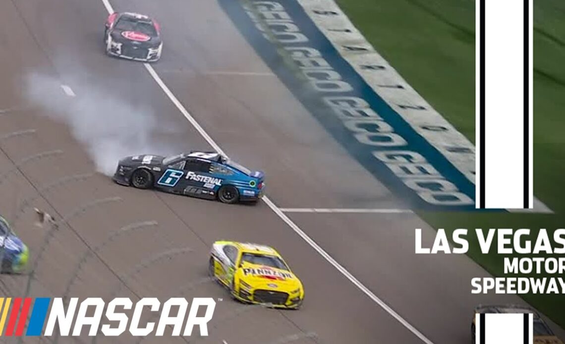 Brad Keselowski spins, takes out Ryan Blaney at Las Vegas | NASCAR