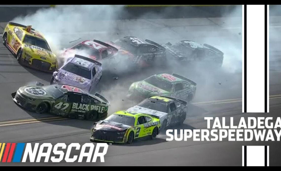 Bubba Wallace spins Joey Logano on a restart at Talladega | NASCAR