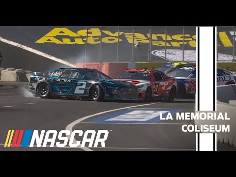 Bubba Wallace turns Austin Cindric in the closing laps of LCQ 2 | NASCAR at the LA Coliseum