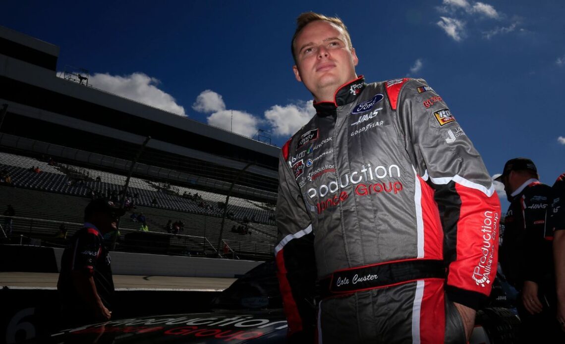 Cole Custer wins first pole of career at dirt-covered Bristol through heat races