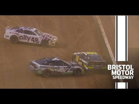 Corey LaJoie gets sideways, causes pile-up at Bristol Dirt | NASCAR