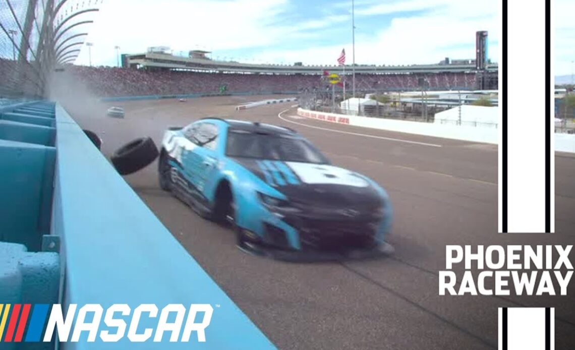 Corey LaJoie pounds wall, loses a wheel and tire at Phoenix | NASCAR