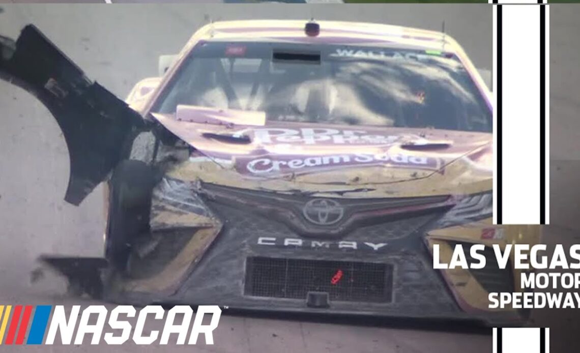 Erik Jones makes big contact with the wall, Bubba Wallace wrecks avoiding the accident | NASCAR