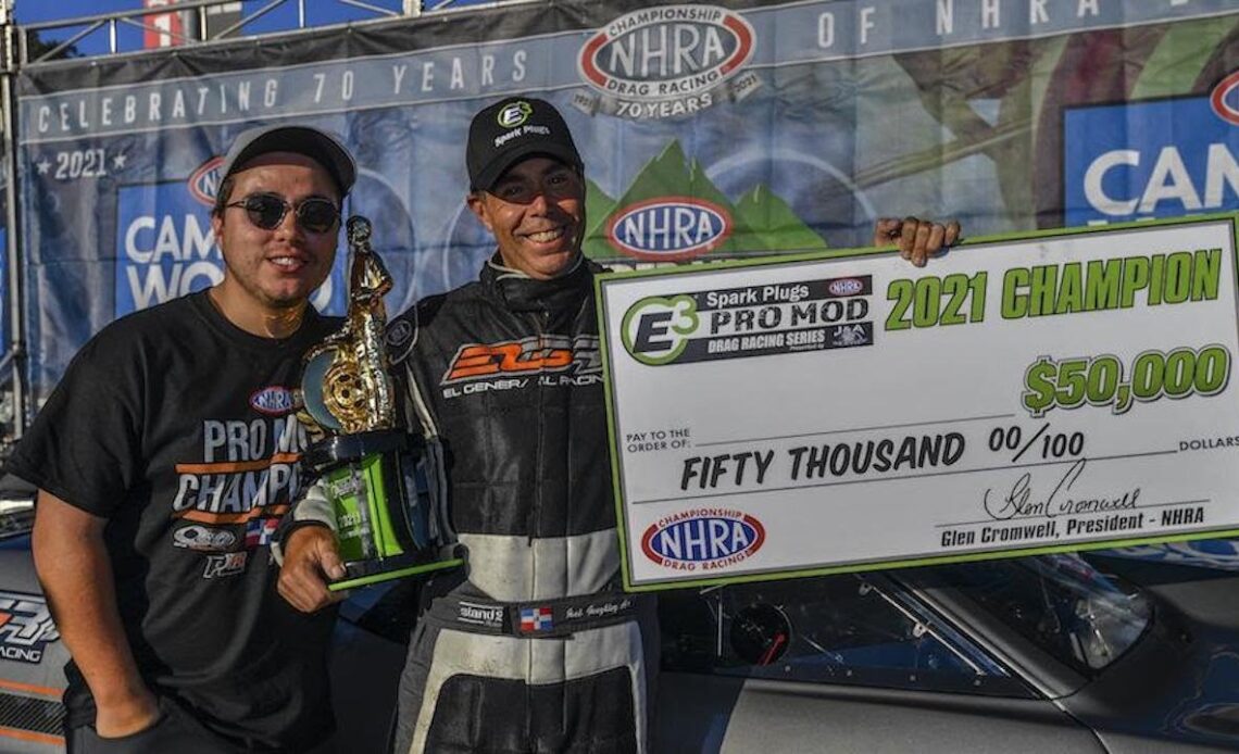 Jose Gonzalez wins the 2021 E3 Spark Plugs NHRA Pro Mod Championship