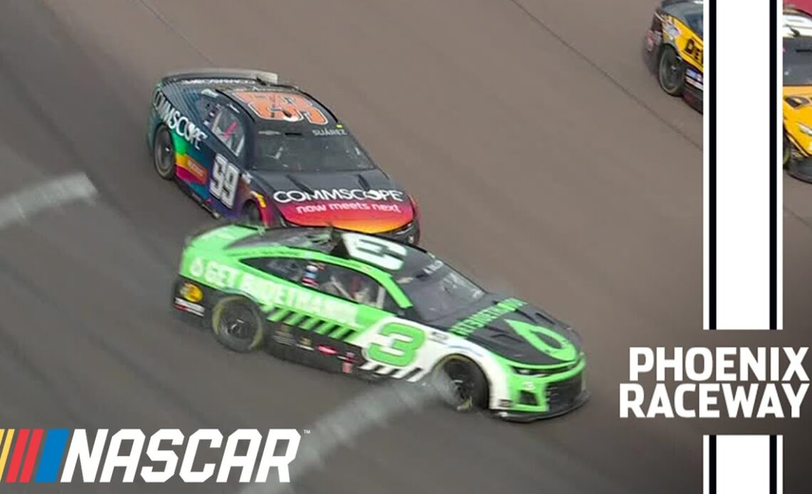 Kyle Busch, Daniel Suárez make contact, tag Austin Dillon on final lap | NASCAR