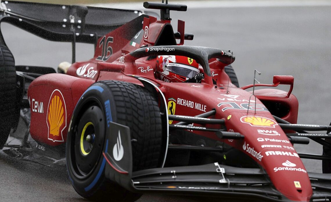 Leclerc leads Sainz in wet first practice