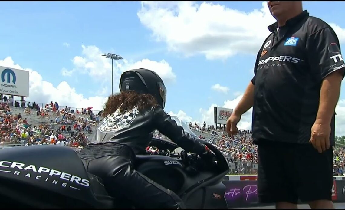 Angelle Sampey, Lianna Evaristo, Pro Stock Motorcycle, Eliminations Rnd 1 Virginia Nationals, Virgin