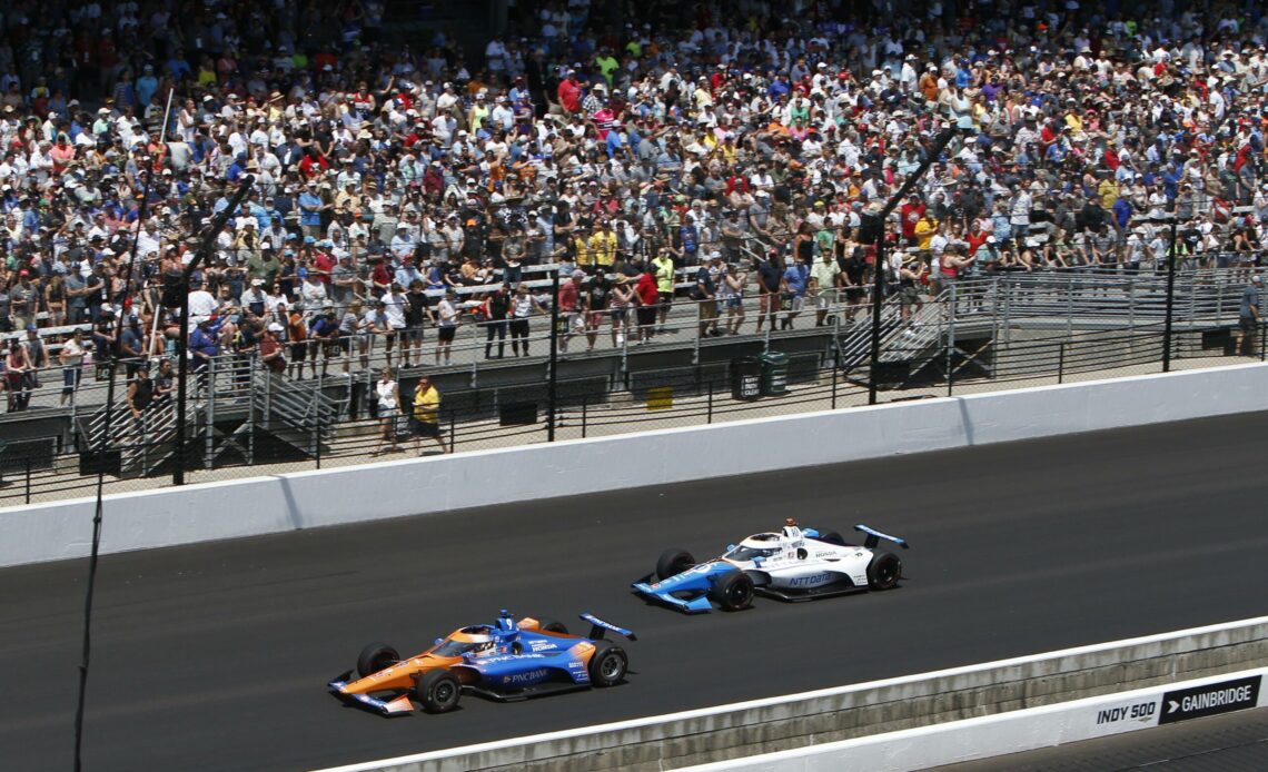 Chip Ganassi Racing's Scott Dixon and Alex Palou race at the 2022 Indianapolis 500