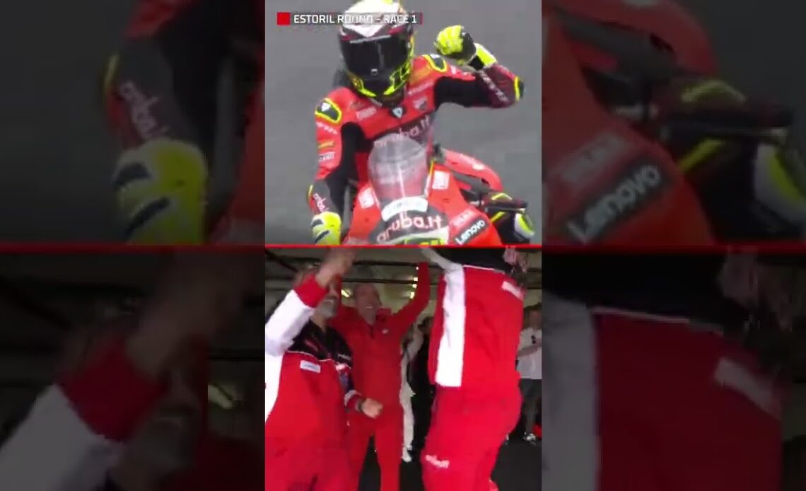 Ducati's box when Bautista took the victory on the final run to the line!