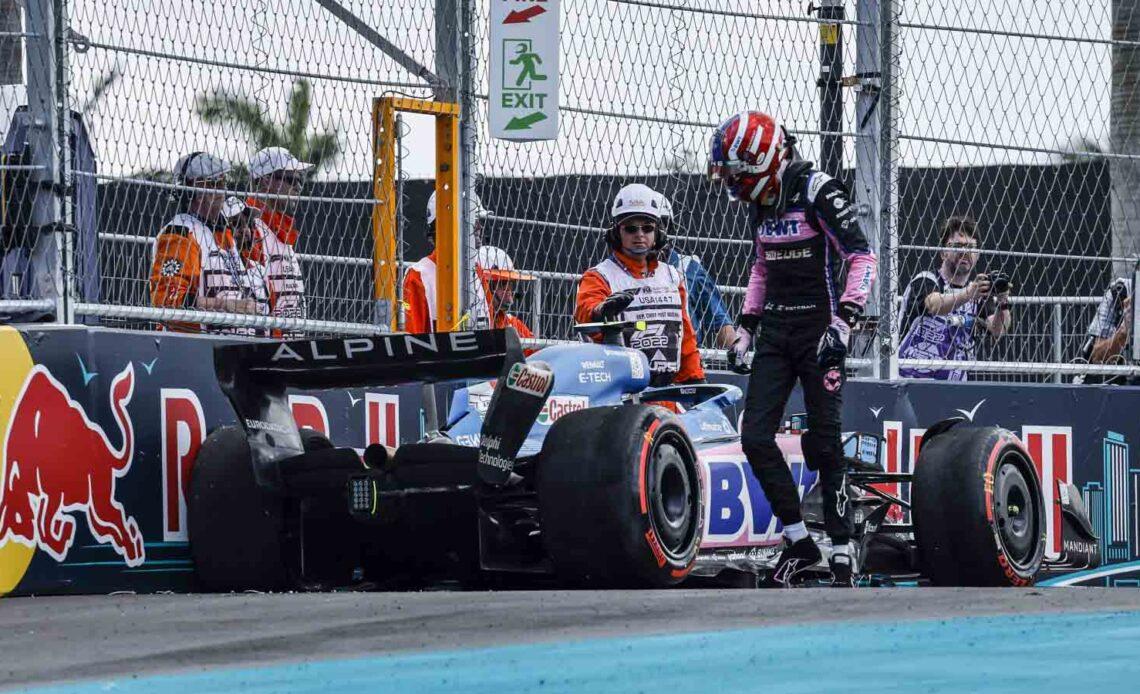 Esteban Ocon out of Miami Grand Prix qualifying with a cracked Alpine chassis
