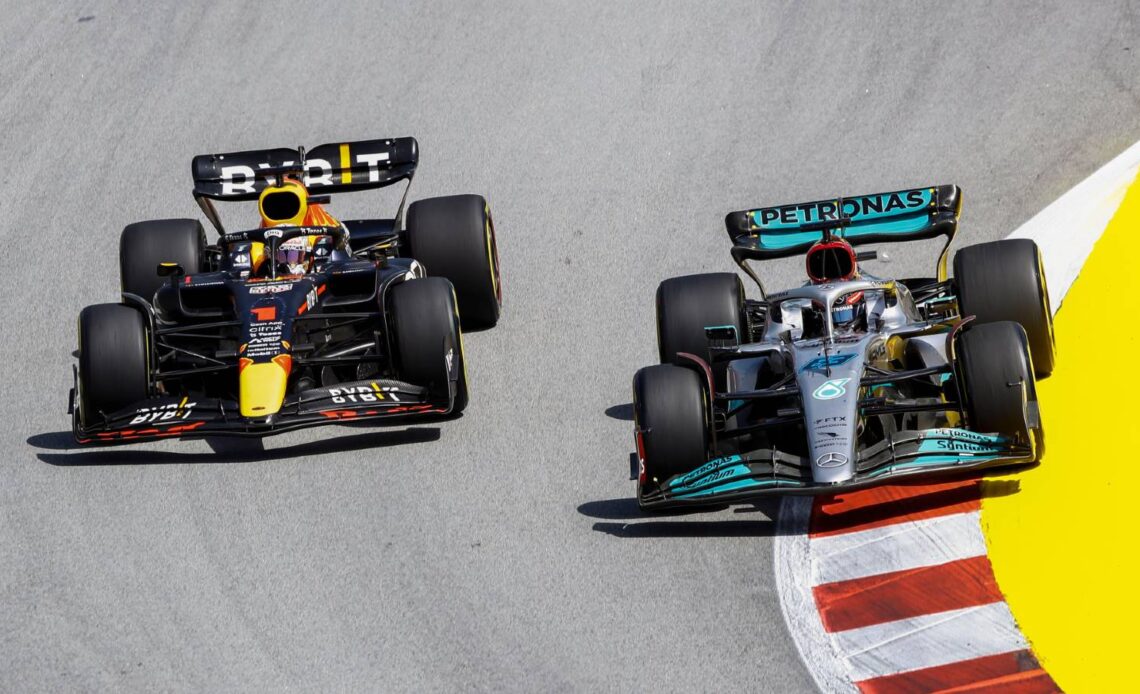 George Russell believes Mercedes are "three or four races" from F1 victory battle