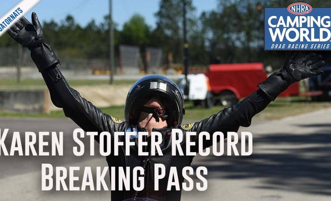 Karen Stoffer makes QUICKEST Pro Stock Motorcycle pass in NHRA history