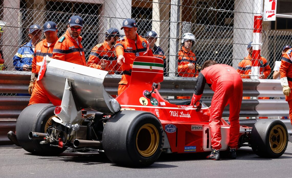 Charles Leclerc, Ferrari 312 B3 after the crash