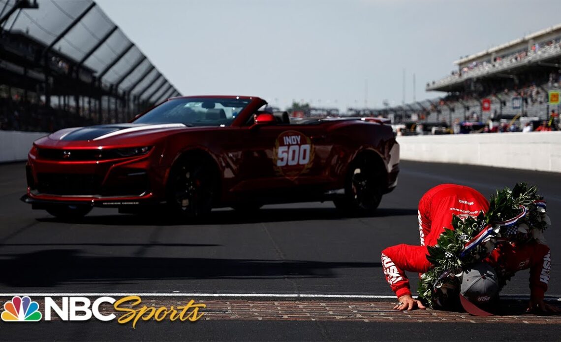 Marcus Ericsson kisses the bricks after winning the Indy 500 | Motorsports on NBC