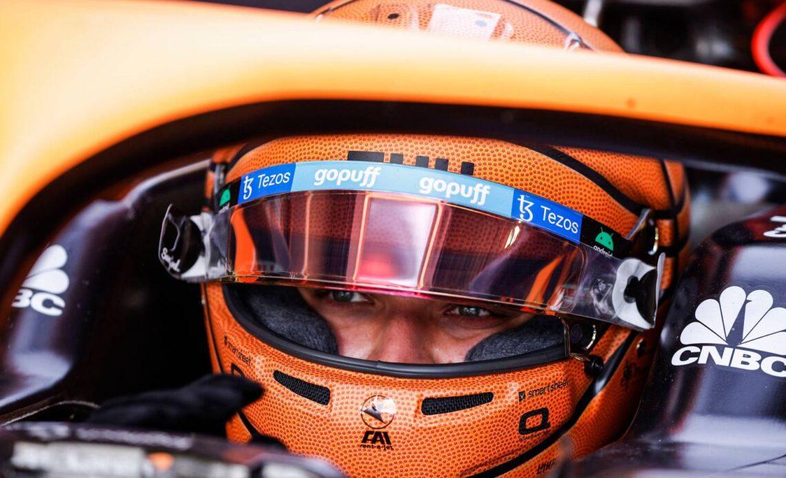 Lando Norris in the McLaren cockpit in Miami. United States, May 2022.