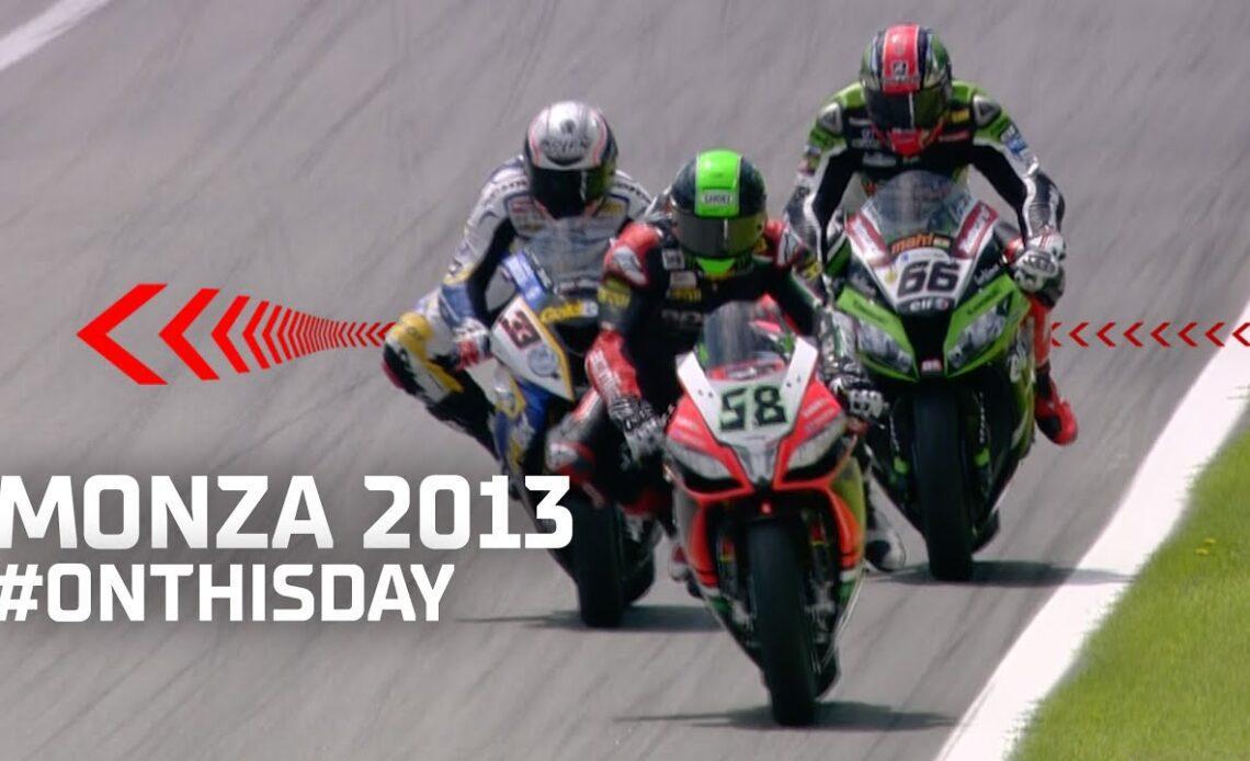 Melandri wins in CRAZY LAST LAP vs Sykes and Laverty | #OnThisDay in 2013 at Monza