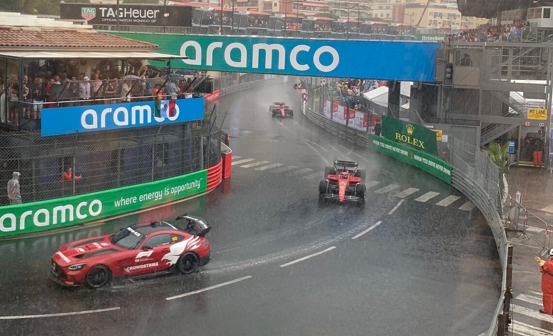 Monaco GP start red flagged after rain hits on the grid