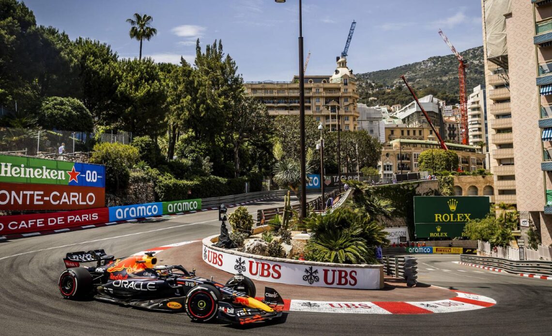 Max Verstappen at the Monaco hairpin. Monte Carlo May 2022.