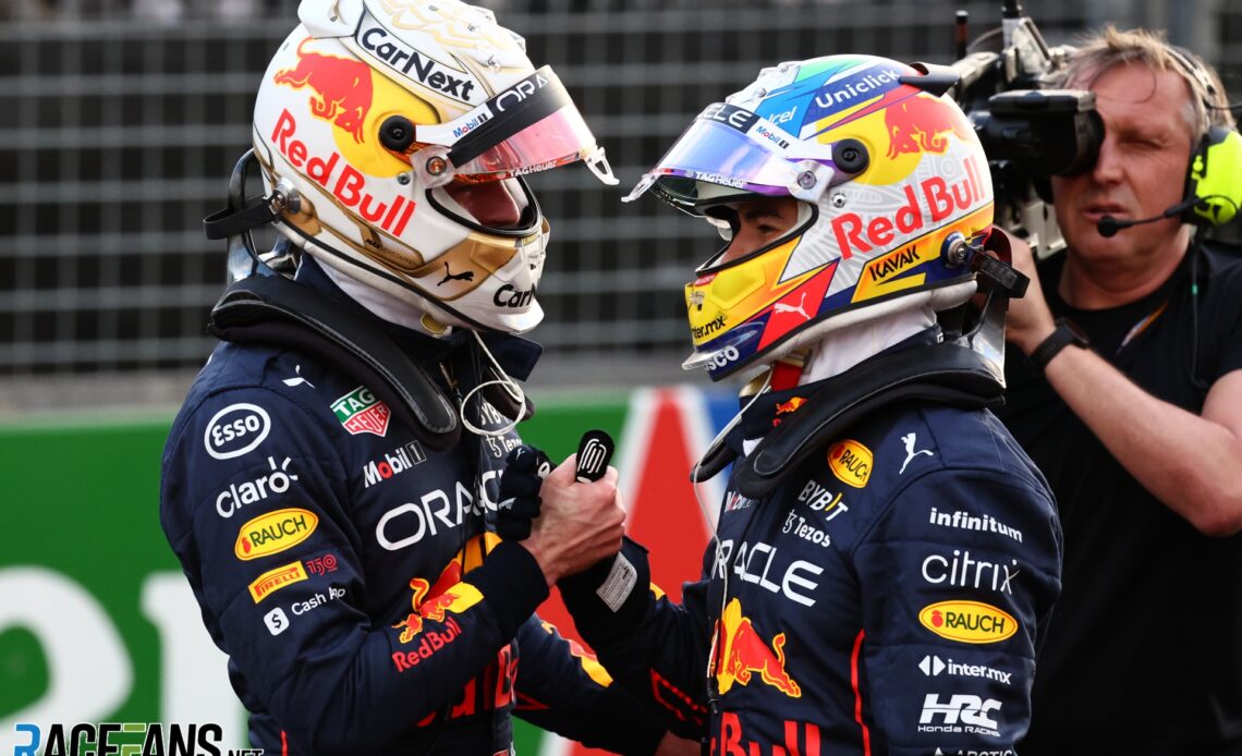 (L to R): Max Verstappen, Sergio Perez, Red Bull, Albert Park, 2022