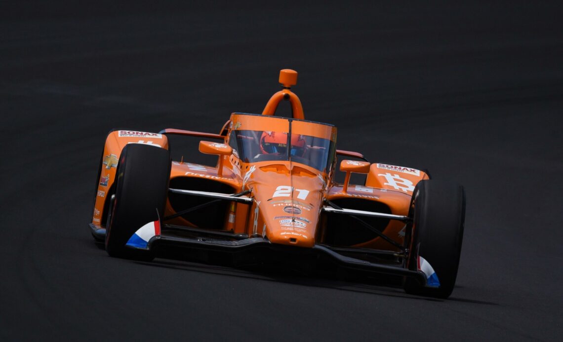 Rinus VeeKay practices for the 2022 Indianapolis 500