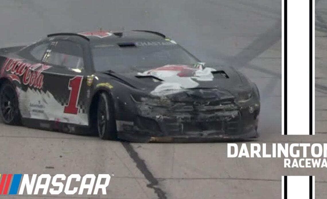 Ross Chastain wrecks racing for the lead at Darlington