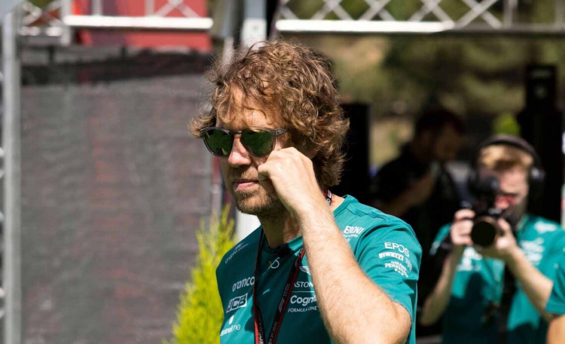 Sebastian Vettel in the paddock. Barcelona May 2022.