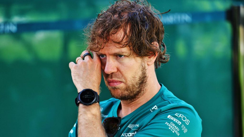 Sebastian Vettel wiping his eye. Melbourne April 2022.