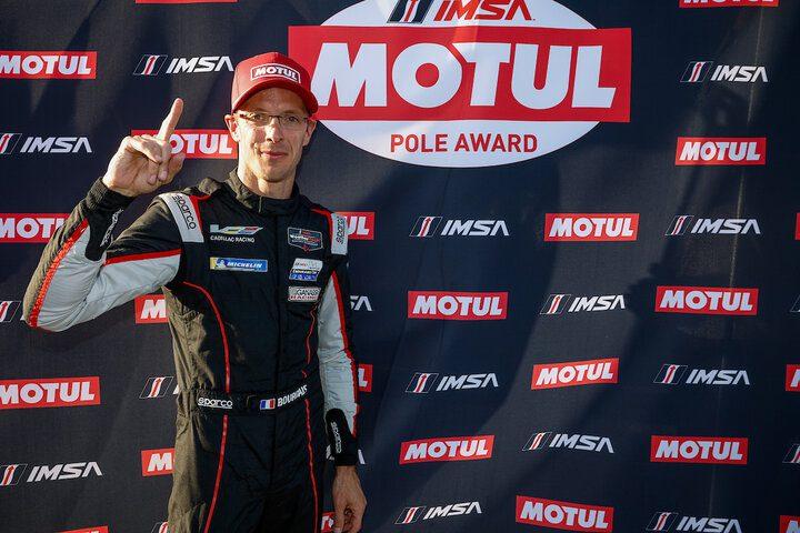 Sebastien Bourdais accepts accolades after winning the pole for the IMSA Acura Grand Prix of Long Beach, 4/8/2022 (Photo: Courtesy of IMSA)
