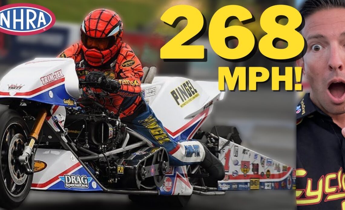 Spiderman ROTATES the EARTH on his NITRO Top Fuel NHRA Motorcycle!