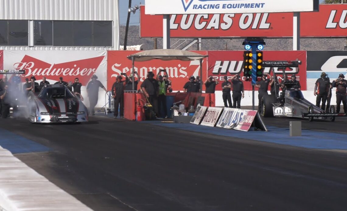 TOP FUEL VS FUNNY CAR MATCH RACE - LEAH PRUETT VS. MATT HAGAN