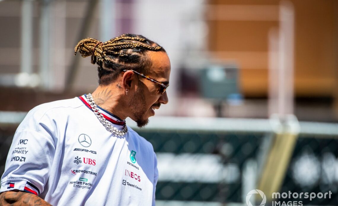 Lewis Hamilton, Mercedes W13, on the drivers parade