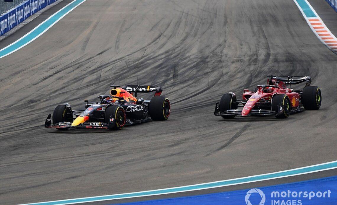 Verstappen holds off Leclerc to win after late safety car