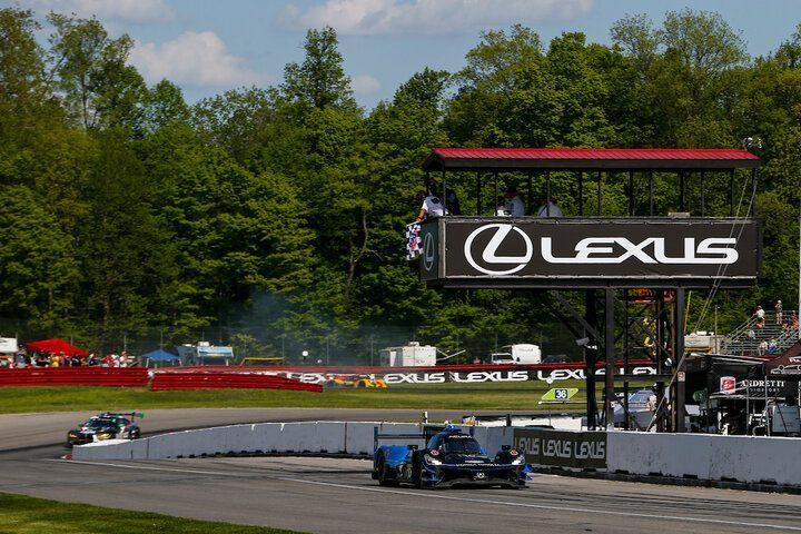 Ricky Taylor brings his Acura across the line to win the Lexus Grand Prix at Mid-Ohio, 5/15/2022 (Photo: Courtesy of IMSA)