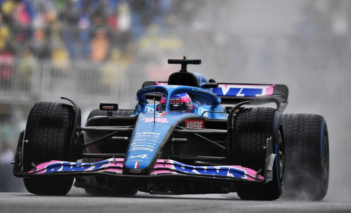 Alpine's Fernando Alonso shines as the rain falls in Canada