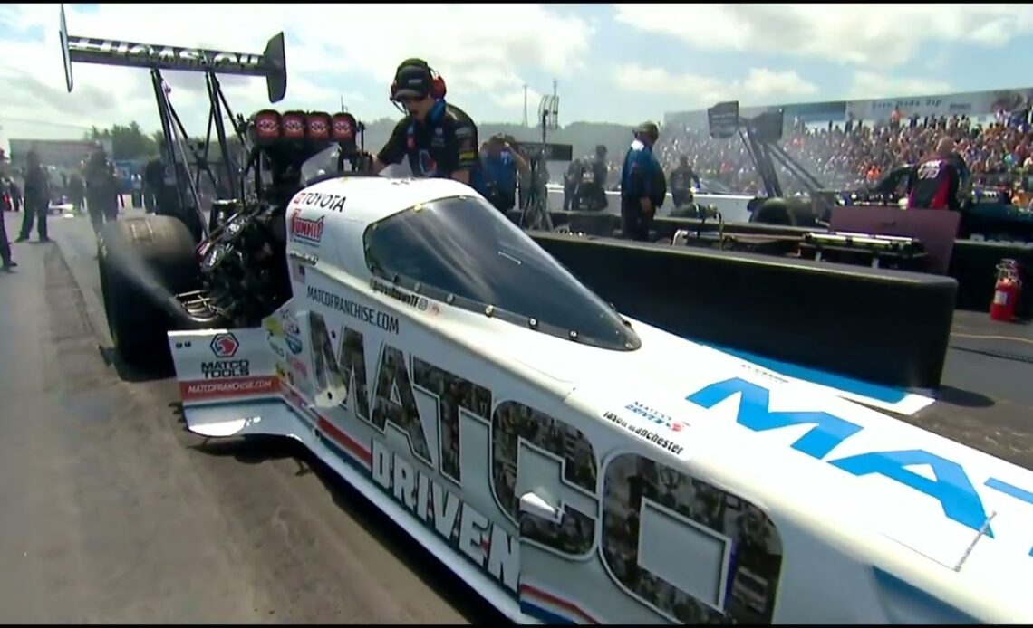 Antron Brown, Clay Millican, Top Fuel Dragster, Qualifying Rnd 2, New England Nationals, New England
