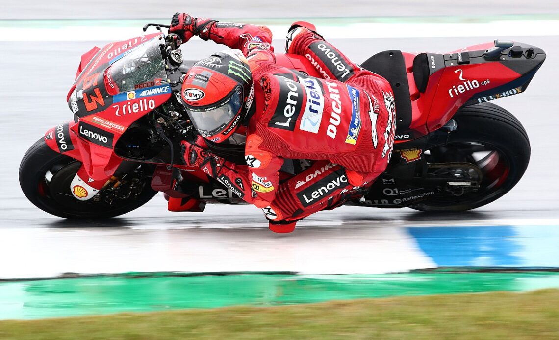 Bagnaia tops second practice in mixed conditions