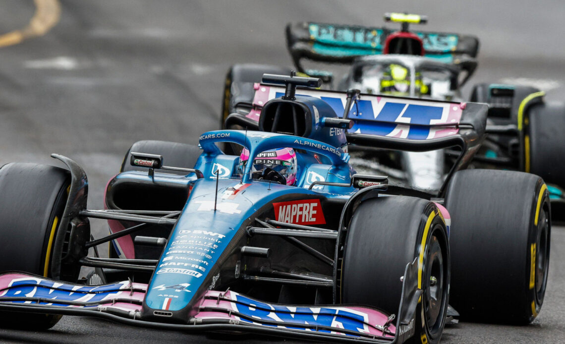Fernando Alonso in front of Lewis Hamilton. Monaco May 2022
