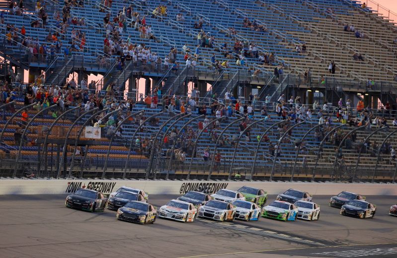 2021 ARCA Iowa Pack Racing Ty Gibbs, No. 18 Joe Gibbs Racing Toyota, and Taylor Gray, No. 17 David Gilliland Racing Ford (Credit: Matthew Putney/ARCA Racing used with permission)