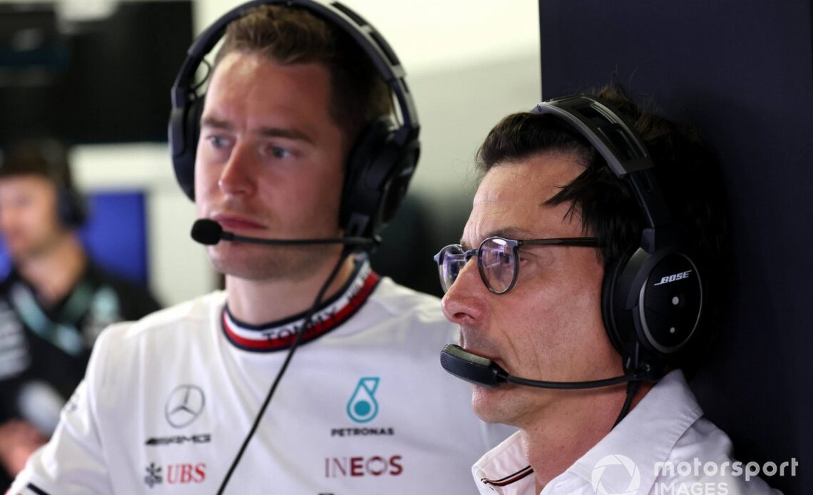 Toto Wolff, Team Principal and CEO, Mercedes AMG, with Stoffel Vandoorne, Reserve Driver, Mercedes AMG