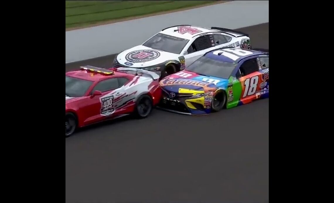 Kyle Busch hits Dale Jr while driving the pace car | #shorts