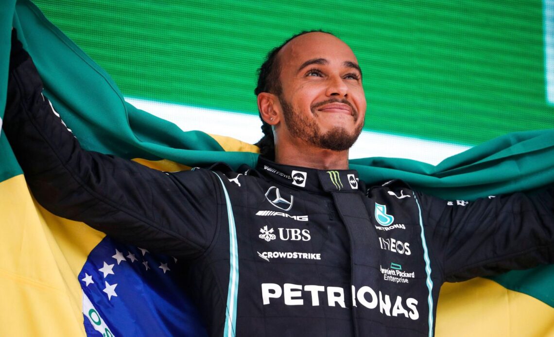 Lewis Hamilton reacts to receiving honorary Brazilian citizenship