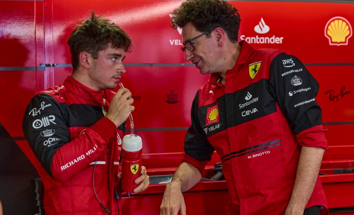 Charles Leclerc, Ferrari, Mattia Binotto, Team Principal, Ferrari