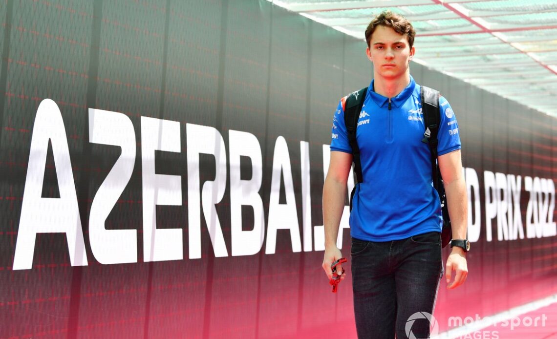 Oscar Piastri, Reserve Driver, Alpine F1 Team arrives into the paddock